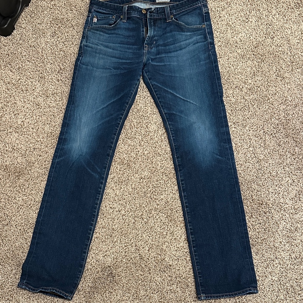 AG Adriano Goldschmied Dark Blue Slim Straight Jeans Matchbox cut